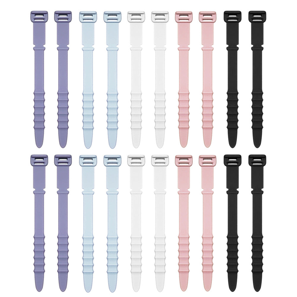20-Pack Silicone Cable Ties for Earphones and Data Cables, Multi-color Fishbone Design