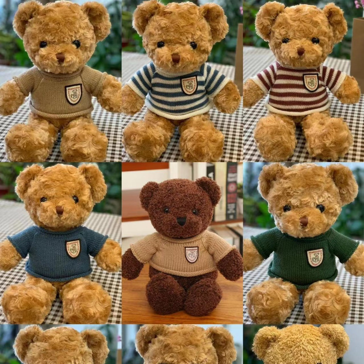 Teddy Bear Plush Toy with Sweater - Soft Stuffed Animal Doll for Gifts
