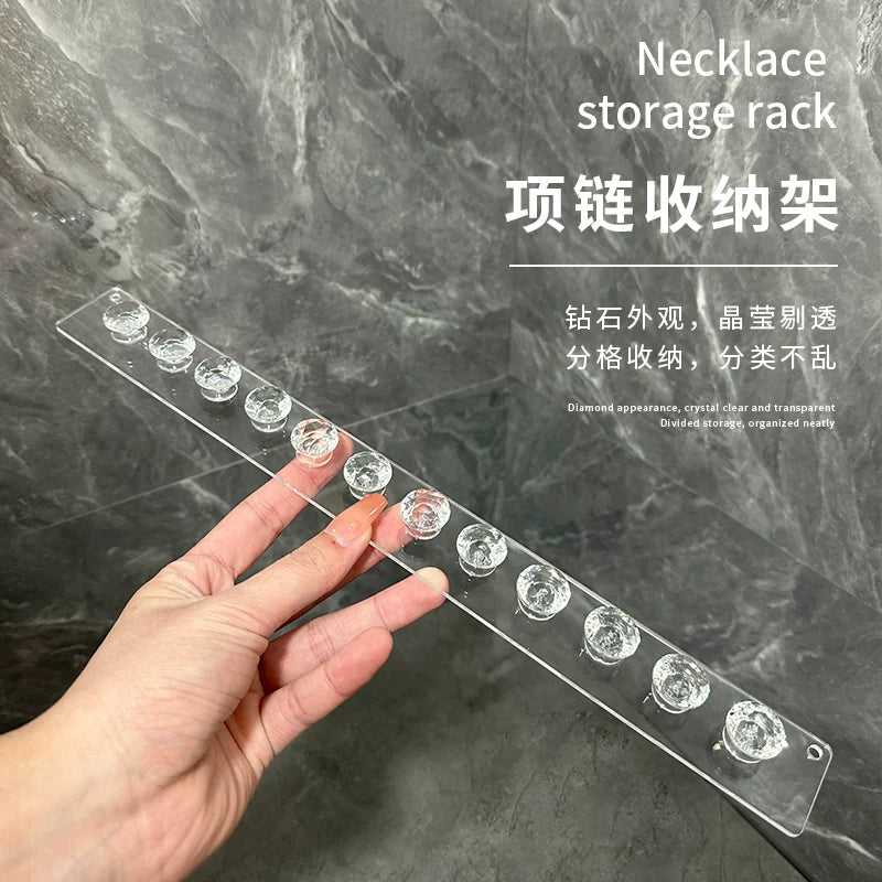 Acrylic Wall-Mounted Jewelry Organizer with Hooks for Necklaces and Bracelets