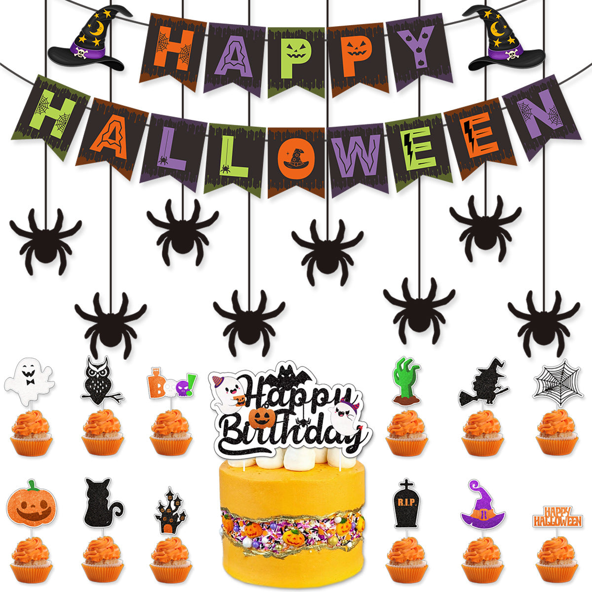 Halloween Party Decoration Set - Banners, Balloons & Hanging Ornaments