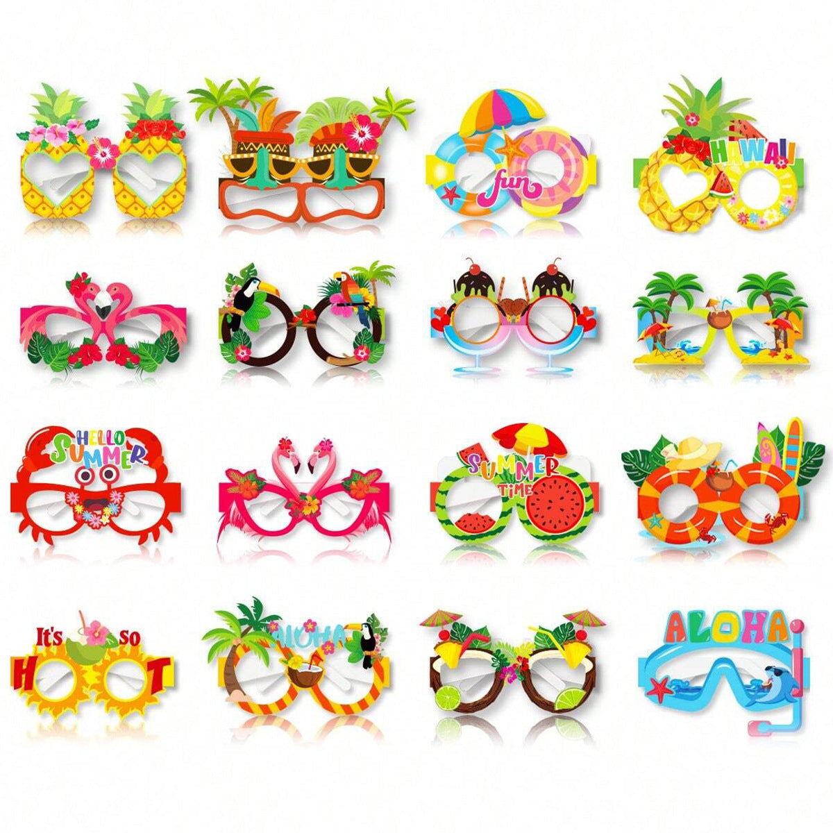 Hawaiian Party Novelty Paper Glasses Photo Booth Props
