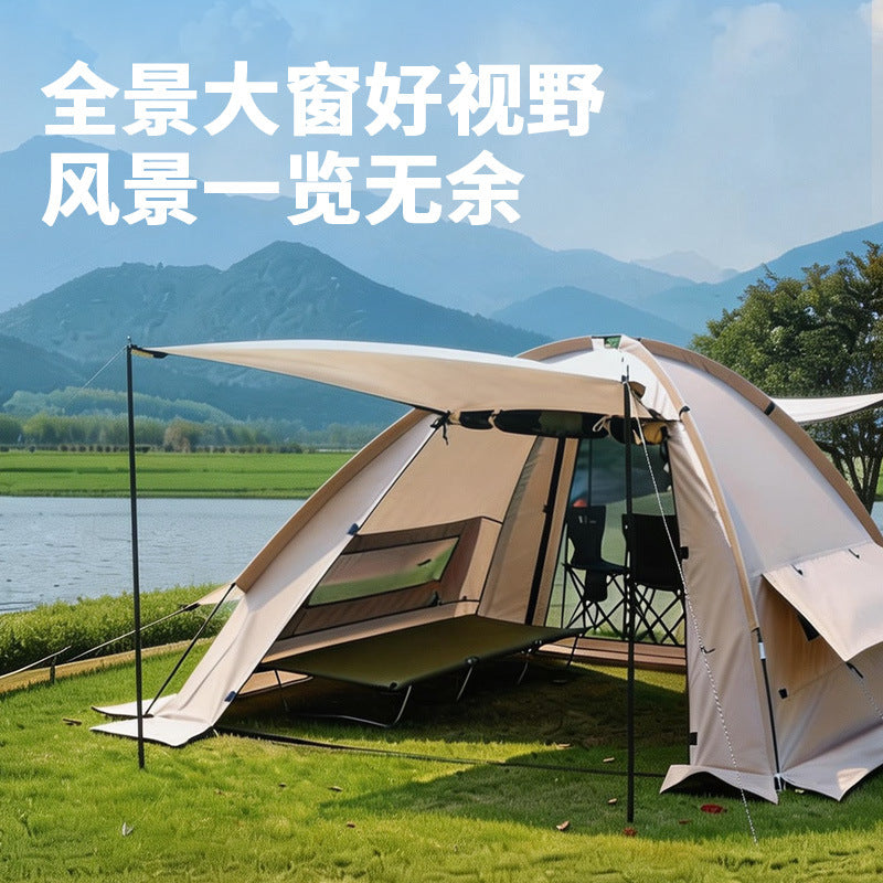 Portable Family Camping Tent for Outdoor Park Beach, Large Space, Rainproof, Sun Protection