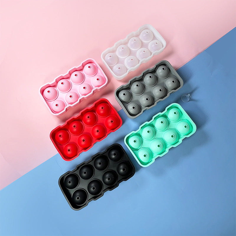 Silicone Sphere Ice Cube Mold for Home Bar, 8-Cavity Ice Ball Maker with Funnel