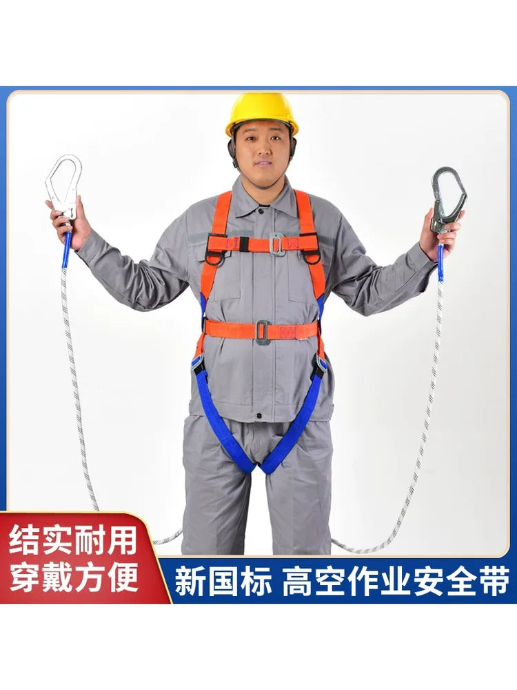 Full Body 5-Point Safety Harness with Double Hooks for Construction and High-Altitude Work