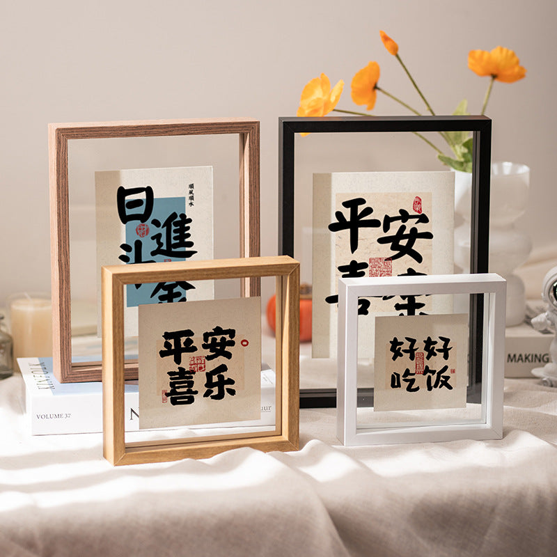 Double-Sided Transparent Glass Photo Frame for Desk Display, A4 Calligraphy & Painting Mount
