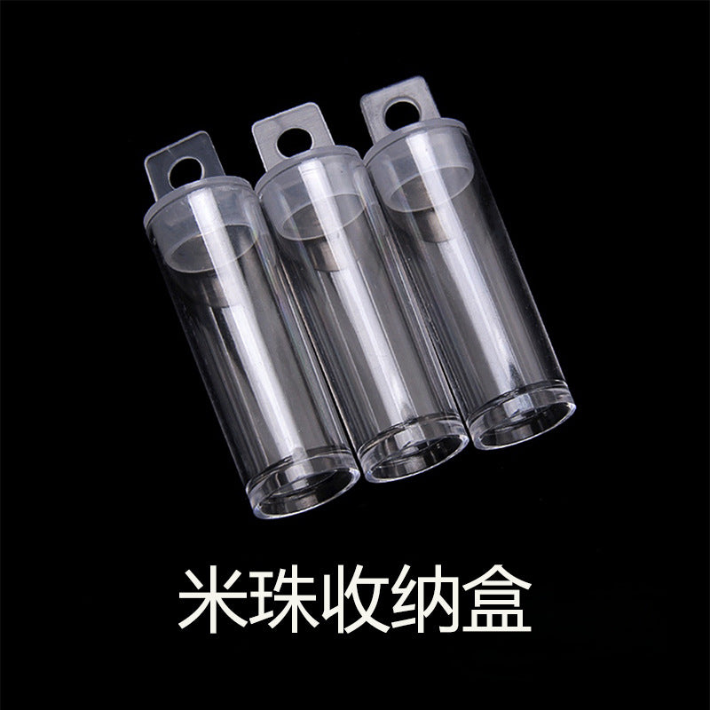 Transparent Plastic Round Tube with Hook Storage Box for Beads DIY Jewelry Accessories