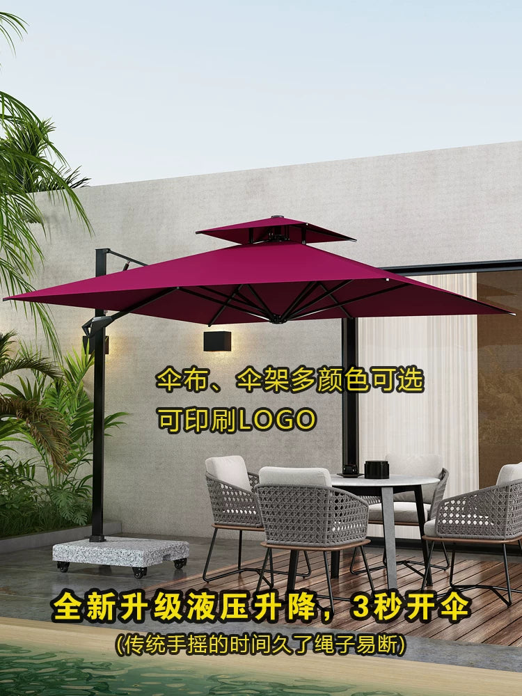 Outdoor Patio Umbrella with Hydraulic Lift, Aluminum Alloy Cantilever Sunshade for Garden Villa Terrace