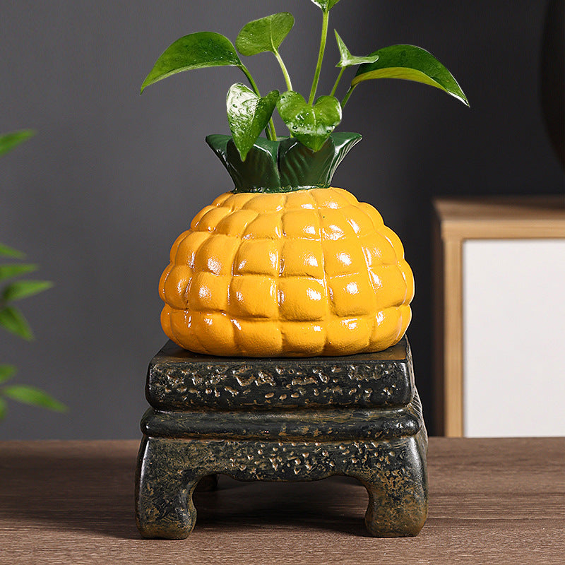 Creative Ceramic Pineapple Vase Hydroponic Plant Desktop Ornament