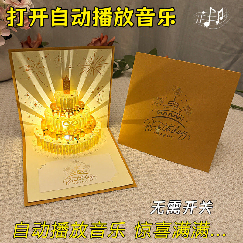 3D Pop-Up Musical Birthday Card with Lights and Recording Function
