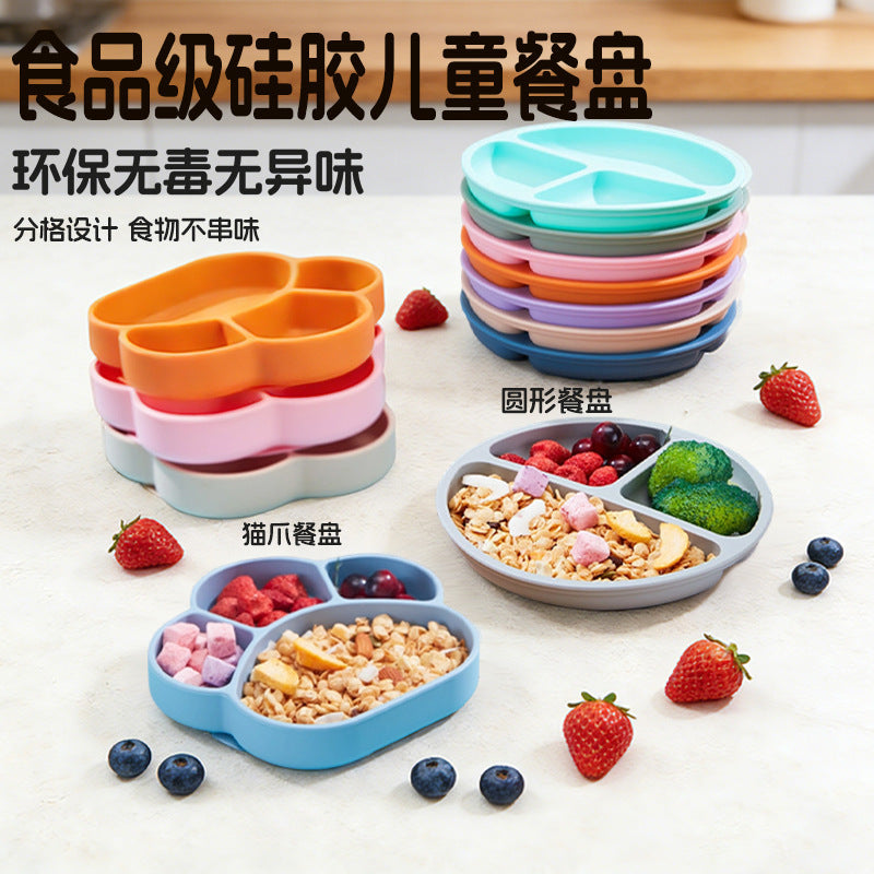 Premium Baby Silicone Suction Plate for Infants and Toddlers, Divided Feeding Dish for Learning to Eat