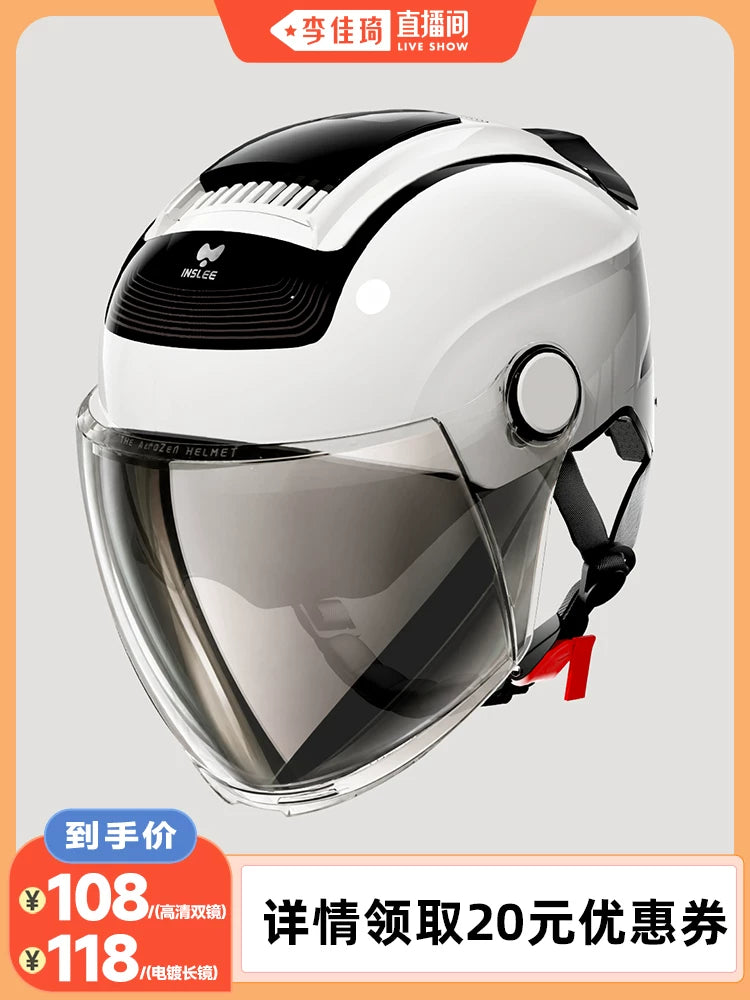 Yinglan 3C Certified Electric Motorcycle Helmet for Men and Women, Summer Sun Protection Breathable Half Helmet