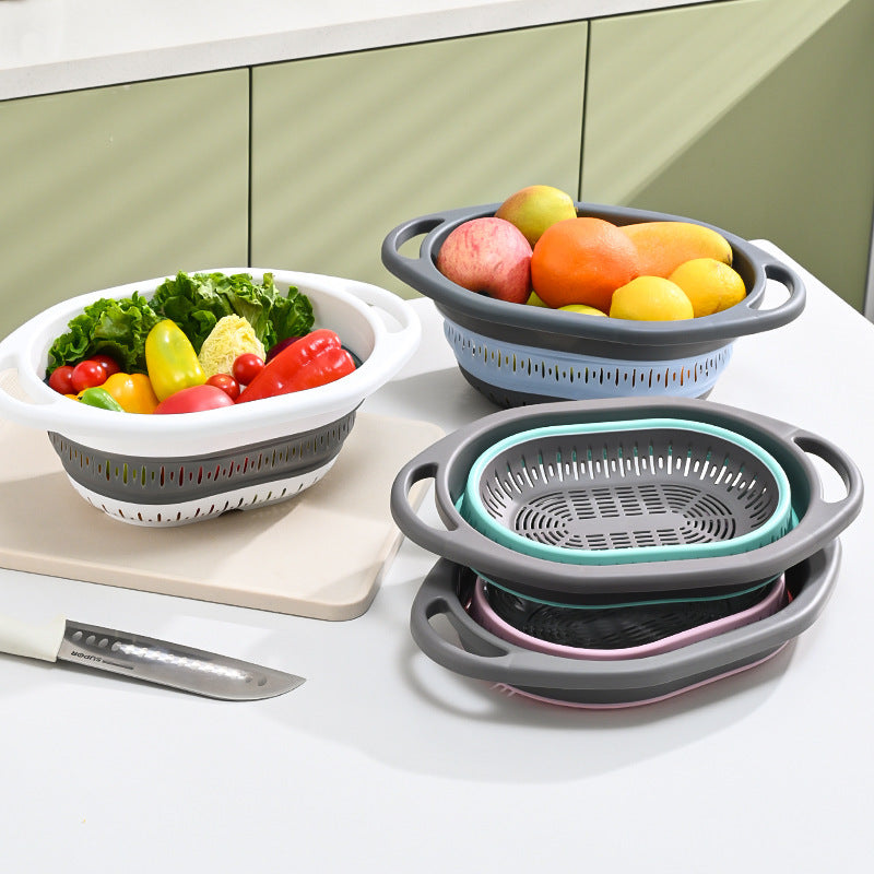 Extendable Colander Basket for Kitchen Sink, Foldable Strainer for Washing Fruits, Vegetables, Rice, and Storage