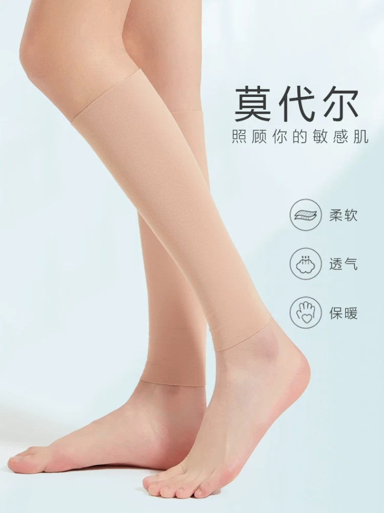 Modal Calf Compression Sleeves for Men and Women, Thin Leg Warmers for Ankle Support and Sports