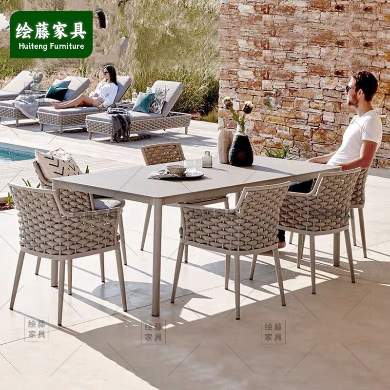 Outdoor Rattan Wicker Patio Furniture Set with Table and Chairs for Garden Balcony
