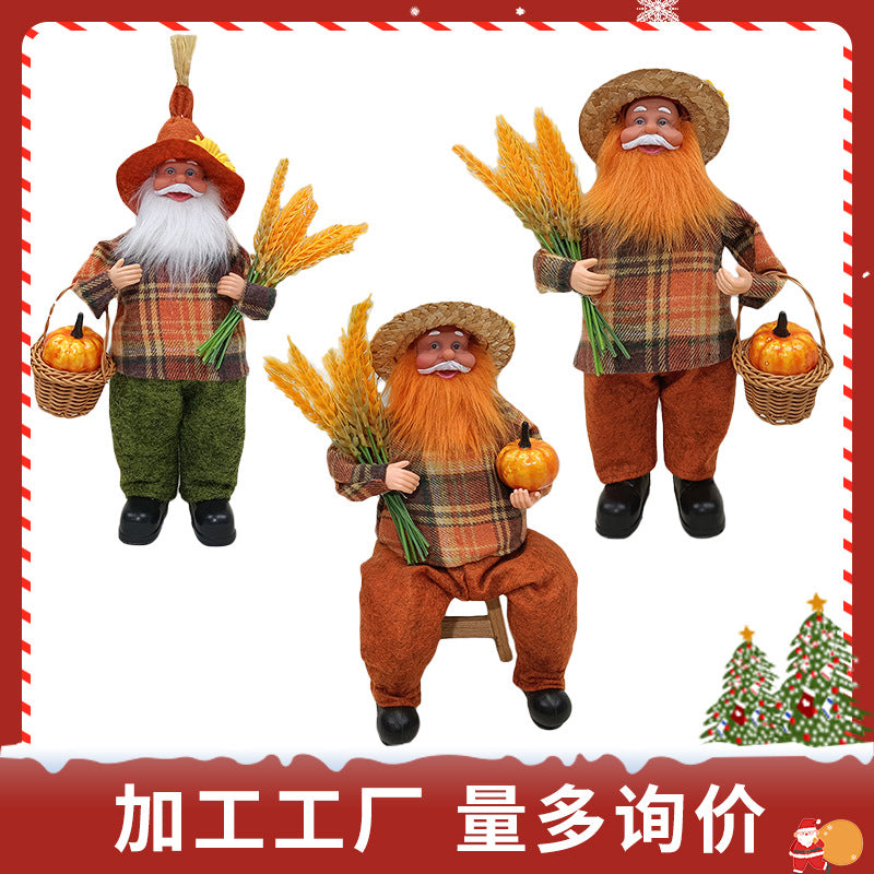 Thanksgiving Harvest Festival Gnome Doll Decoration with Pumpkin and Wheat