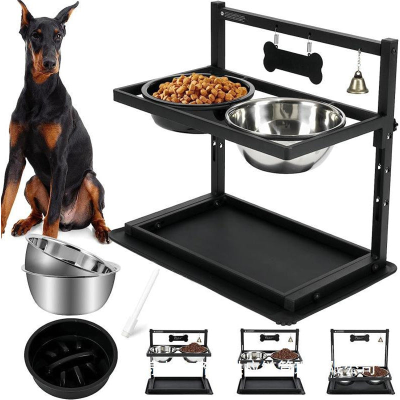 Elevated Double Stainless Steel Pet Bowls for Dogs and Cats, Removable Food and Water Feeder with Stand