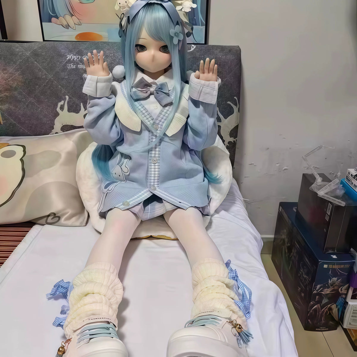 BJD Doll 85cm Anime Academy Style Shirt 3-Piece Outfit Set with Shoes, Socks & Headwear