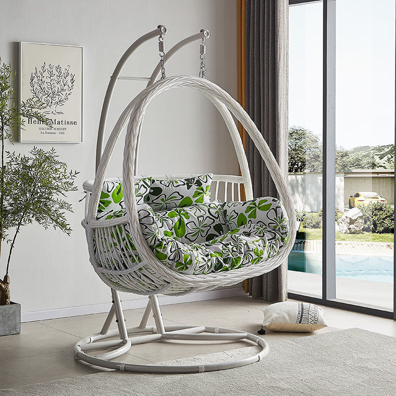 Indoor Outdoor Wicker Rattan Swing Chair with Stand for Patio Balcony Bedroom