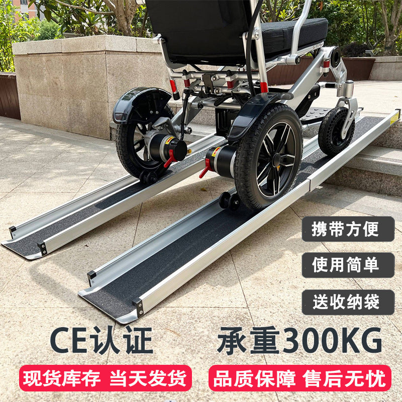 Portable Telescopic Loading Ramp for Wheelchairs, Electric Vehicles, and Scooters - Non-Slip Access Plate