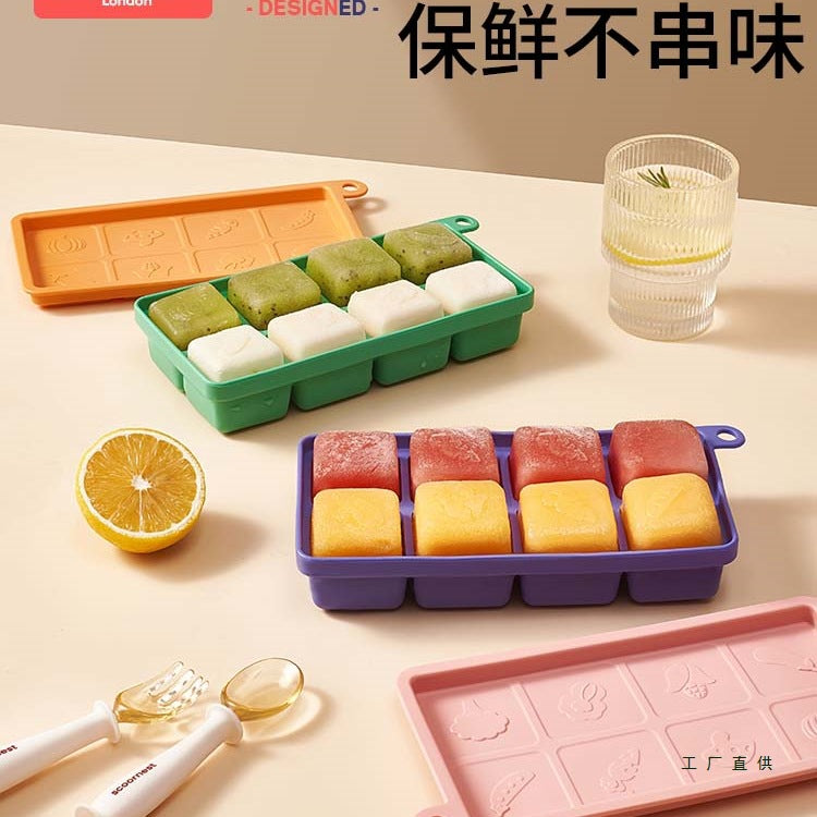 Baby Food Freezer Tray with Lid, Food Grade Soft Silicone Ice Cube Mold for Infant Homemade Puree Storage