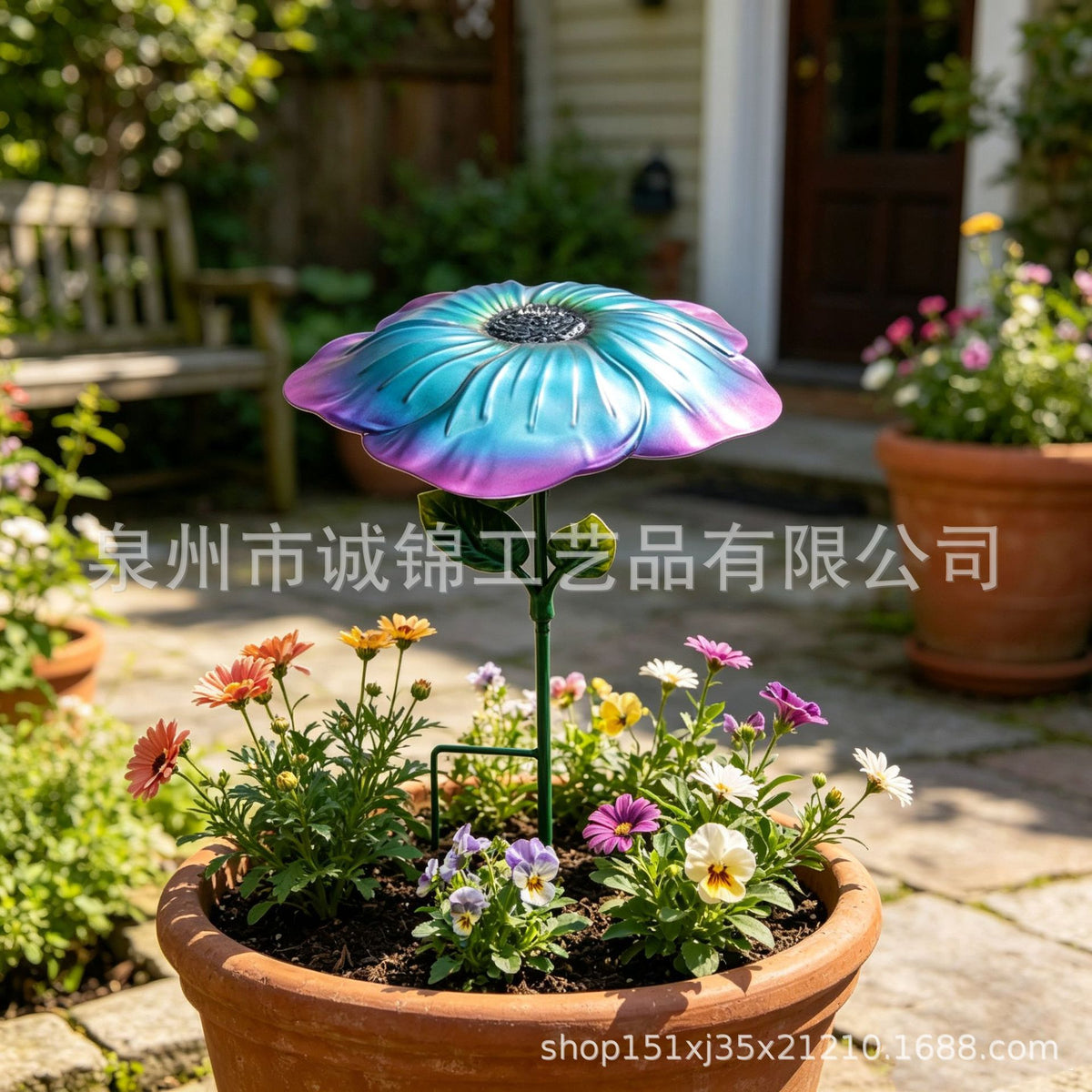Lotus Leaf Metal Garden Stake for Outdoor Potted Plants