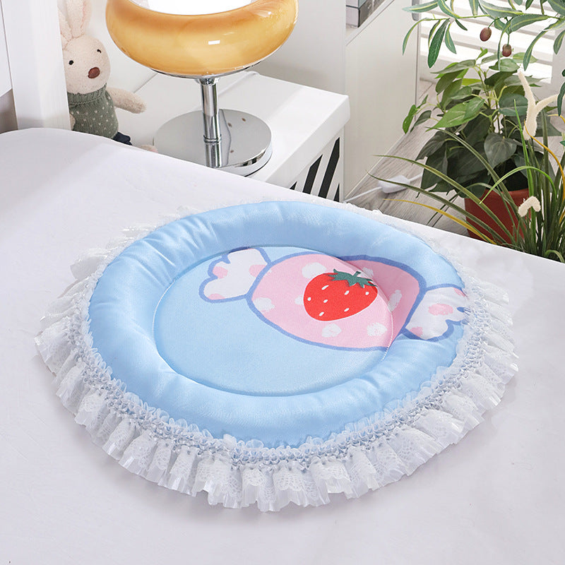 Pet Cooling Mat for Cats and Small Dogs, Round Washable Summer Sleeping Pad for Kennels and Cages