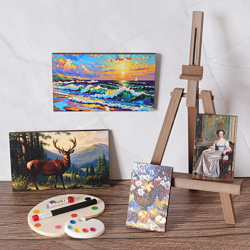 Miniature Dollhouse Easel and Palette Set for DIY Craft and Decoration