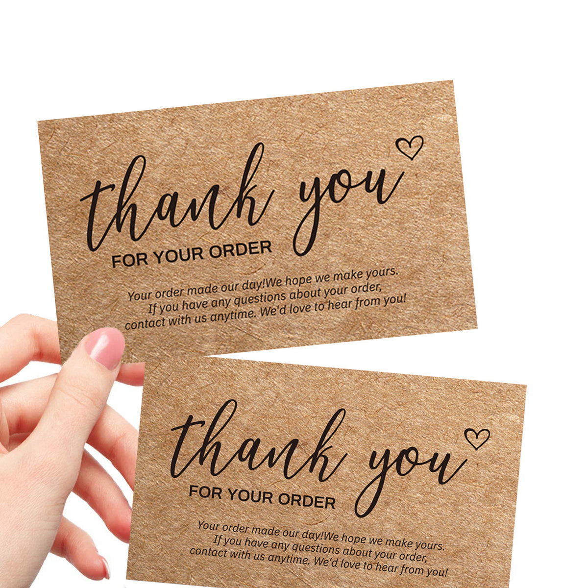 50-Pack Kraft Paper Thank You Cards with Blank Space for Messages and Decorations