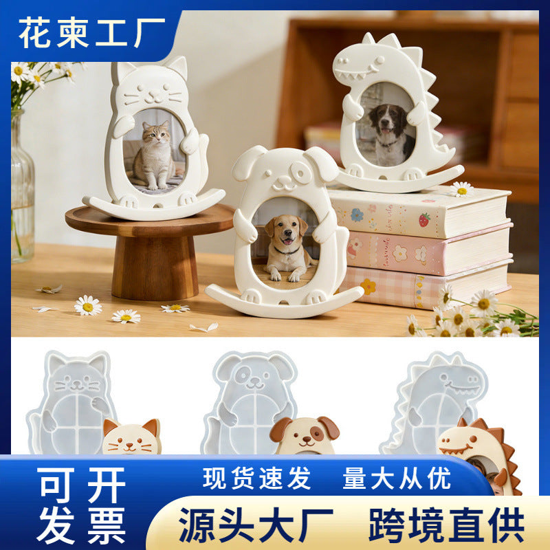 Teeter-Totter Animal Photo Frame Resin Molds for DIY Crafts - Cat, Dog, Dinosaur Designs