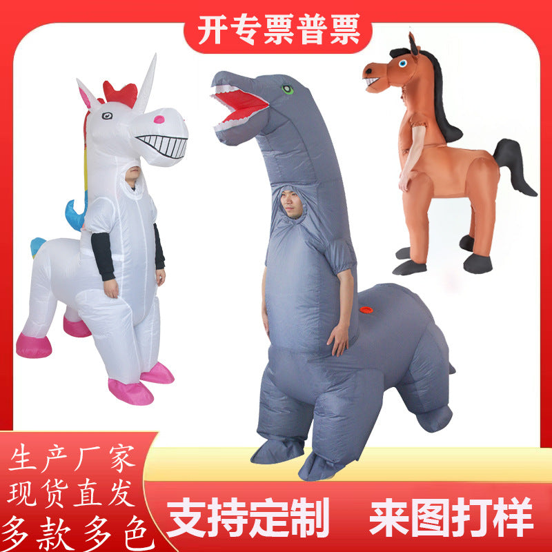 Inflatable Unicorn Dragon Horse Costume for Halloween Stage Performance Party