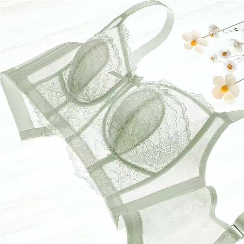 Women's Lace Wireless Bralette with Rabbit Ears, Thin Breathable Sleep Bra for Large Busts