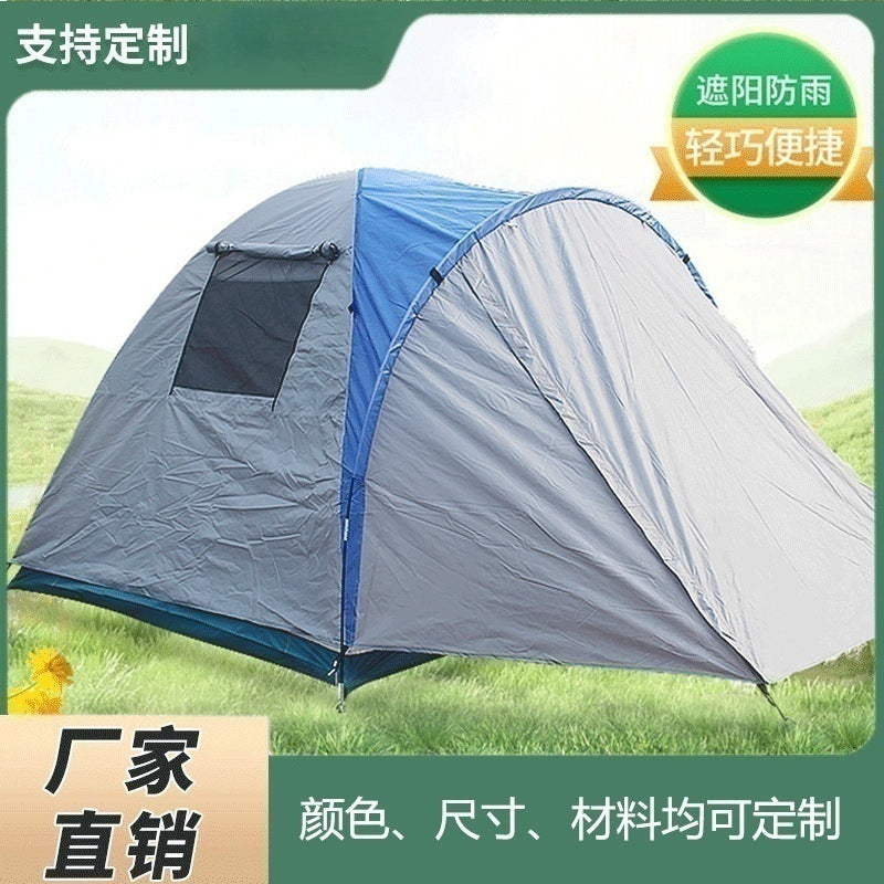 Foldable Double-Layer Camping Tent with Tunnel Sunshade for Hiking and Outdoor Activities, Lightweight and Waterproof