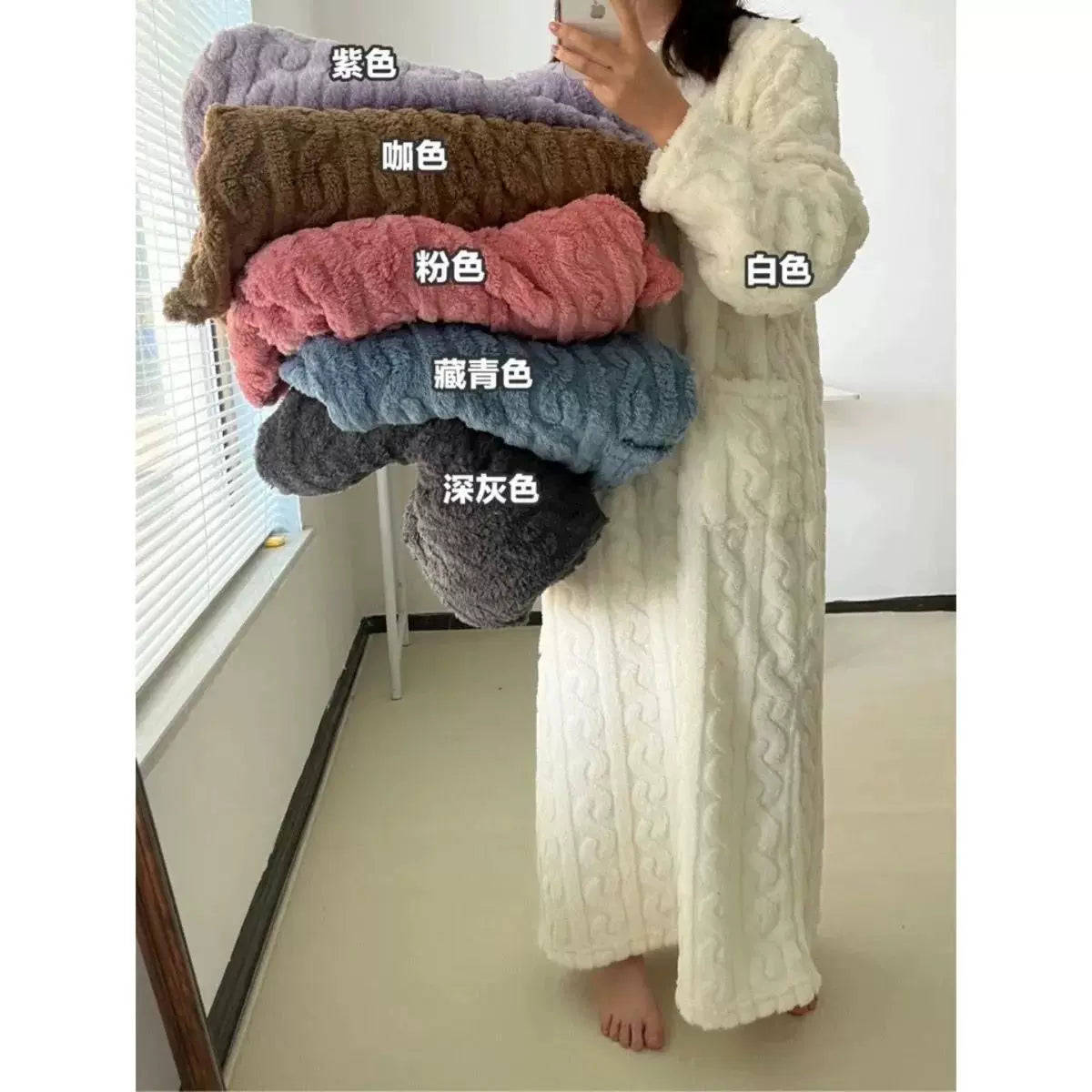 Women's Coral Fleece Ankle-Length Nightgown, Thickened Winter Loungewear