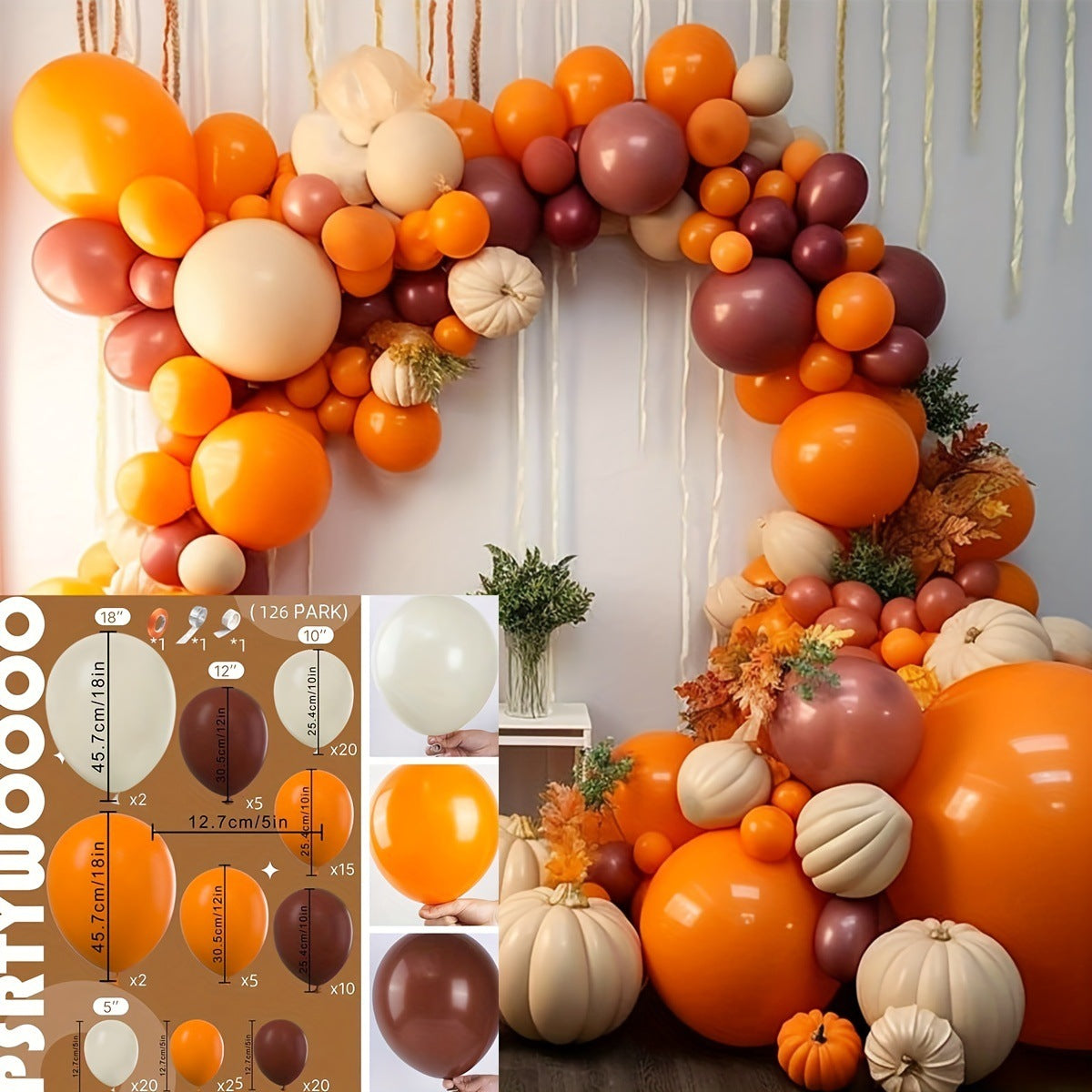 Thanksgiving Theme Latex Balloon Arch Kit for Harvest Festival Party Decoration