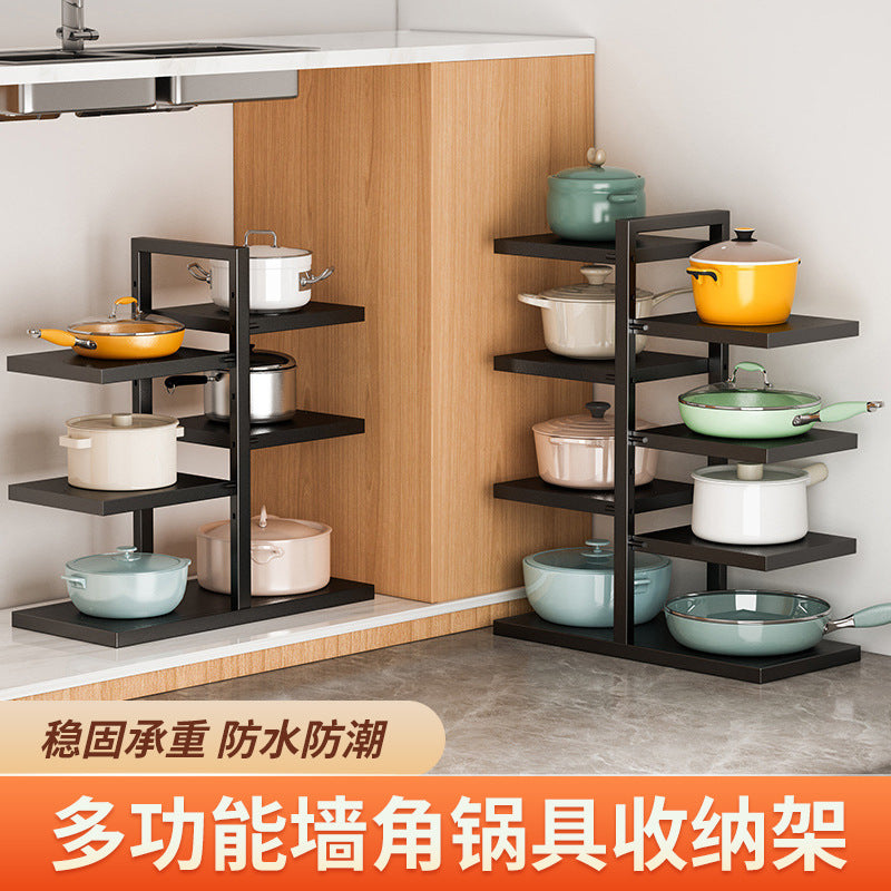 Kitchen Countertop Multi-layer Adjustable Storage Rack for Pots, Pans, Plates, and Seasonings