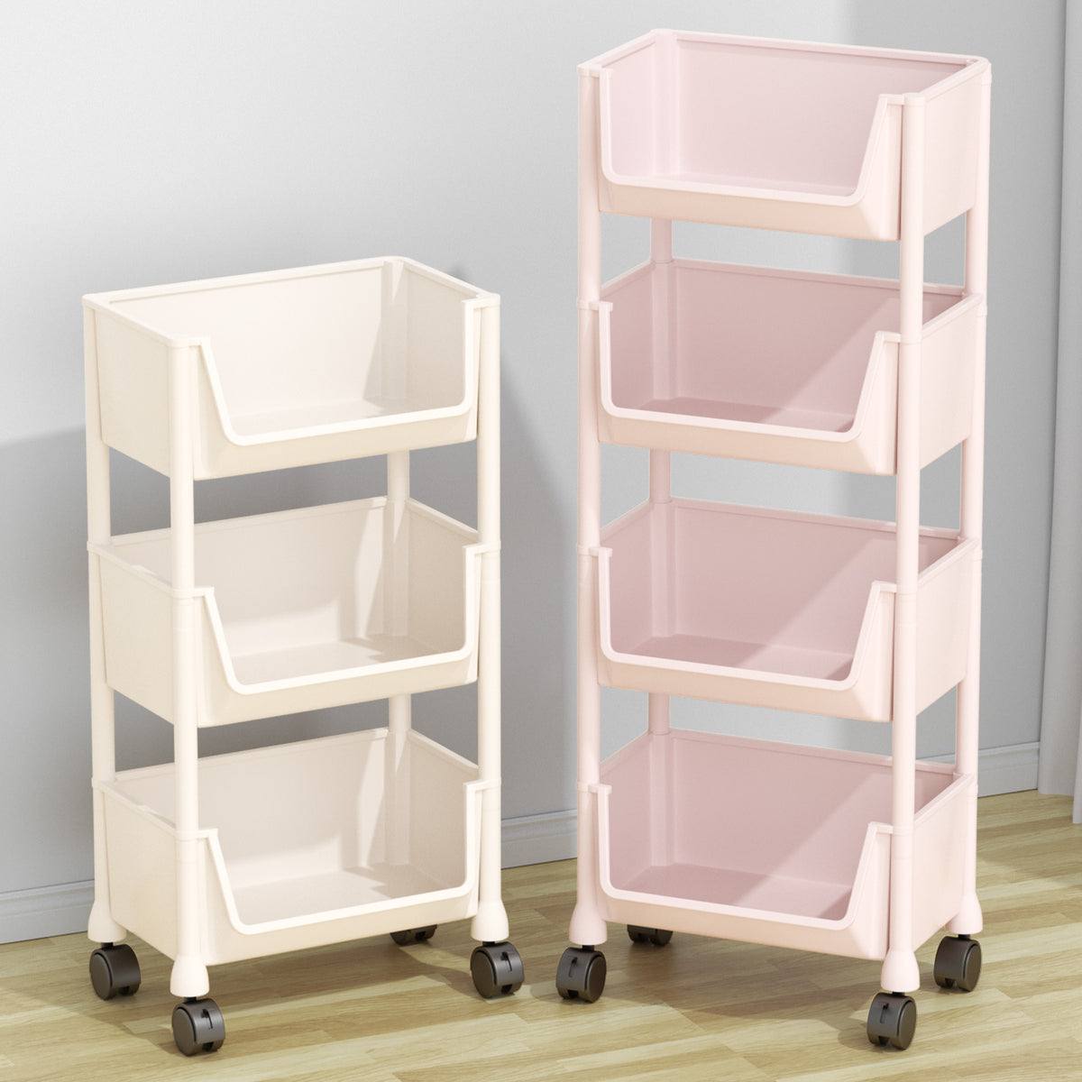 Multi-layer Rolling Utility Cart with Wheels for Kitchen, Living Room, and Office Storage