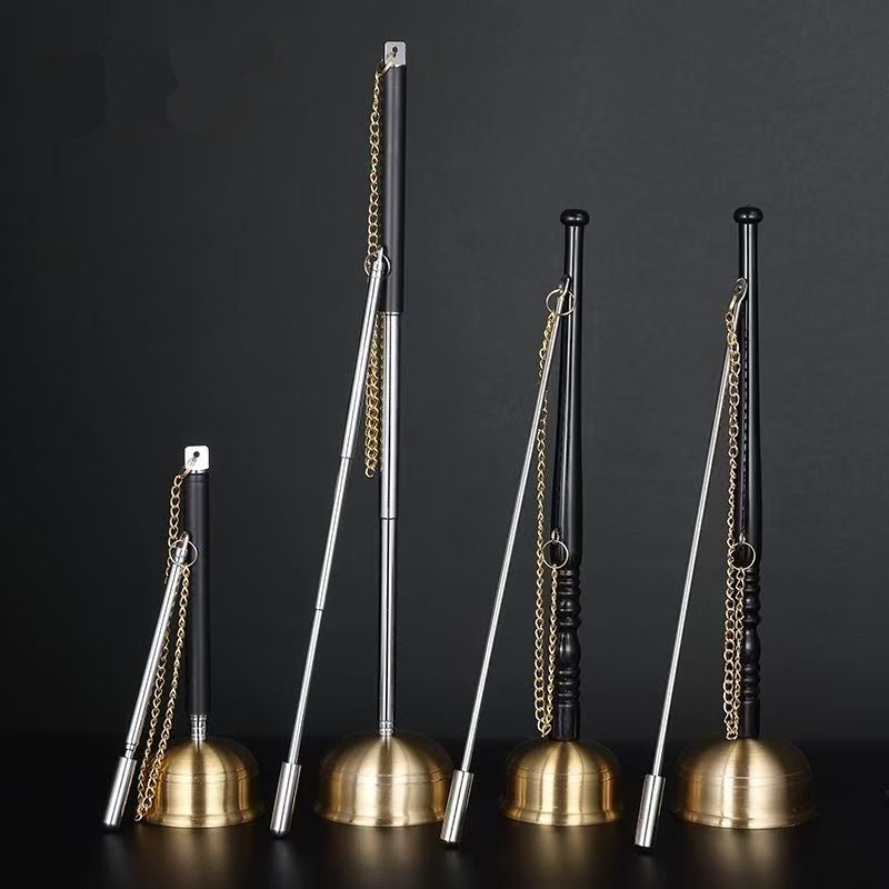 Taiwanese Brass Buddhist Hand Bell with Retractable Handle for Chanting and Rituals