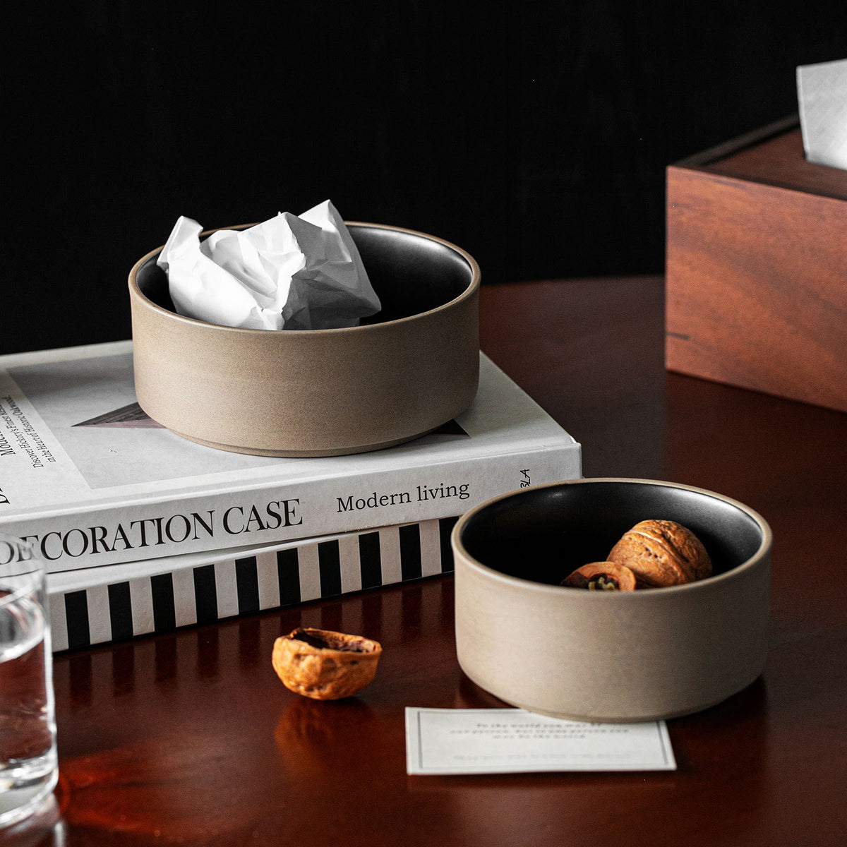 Wabi-Sabi Style Ceramic Desktop Trash Can for Home and Office