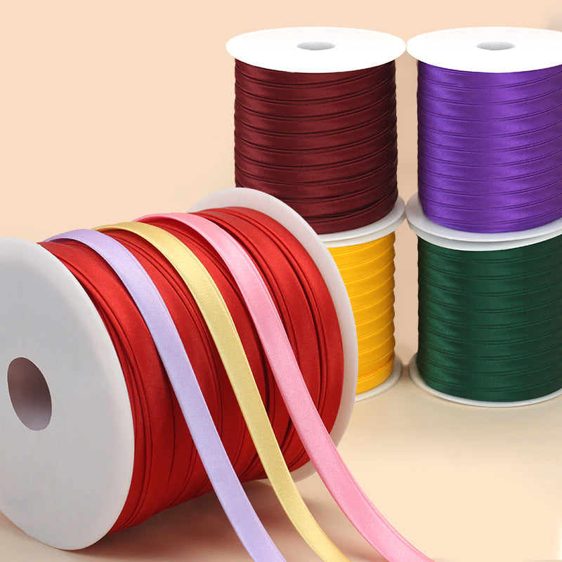 1cm Satin Bias Tape Trim for Cheongsam and Apparel Edging, Iron-Free Ribbon