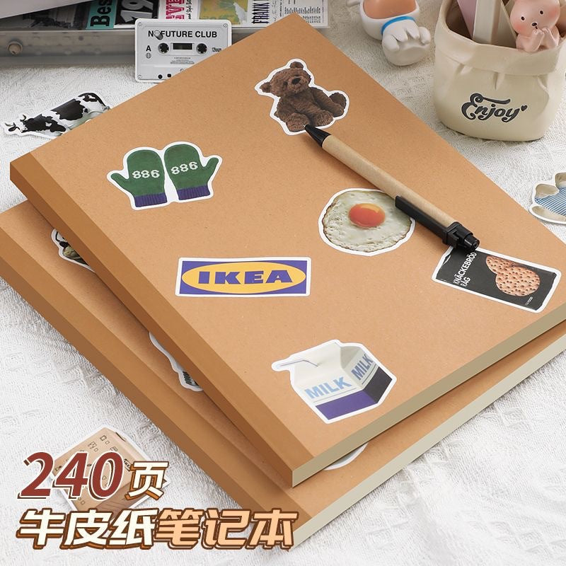 Extra Thick A5/B5 Lay-Flat Notebook with Kraft Paper Pages