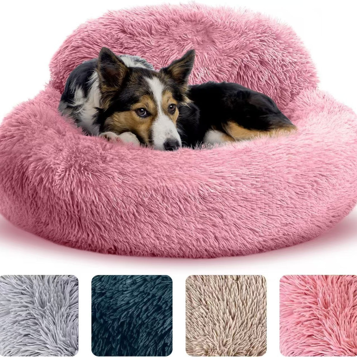 Plush Pet Bed for Cats and Small to Medium Dogs, Warm Winter Round Cushion