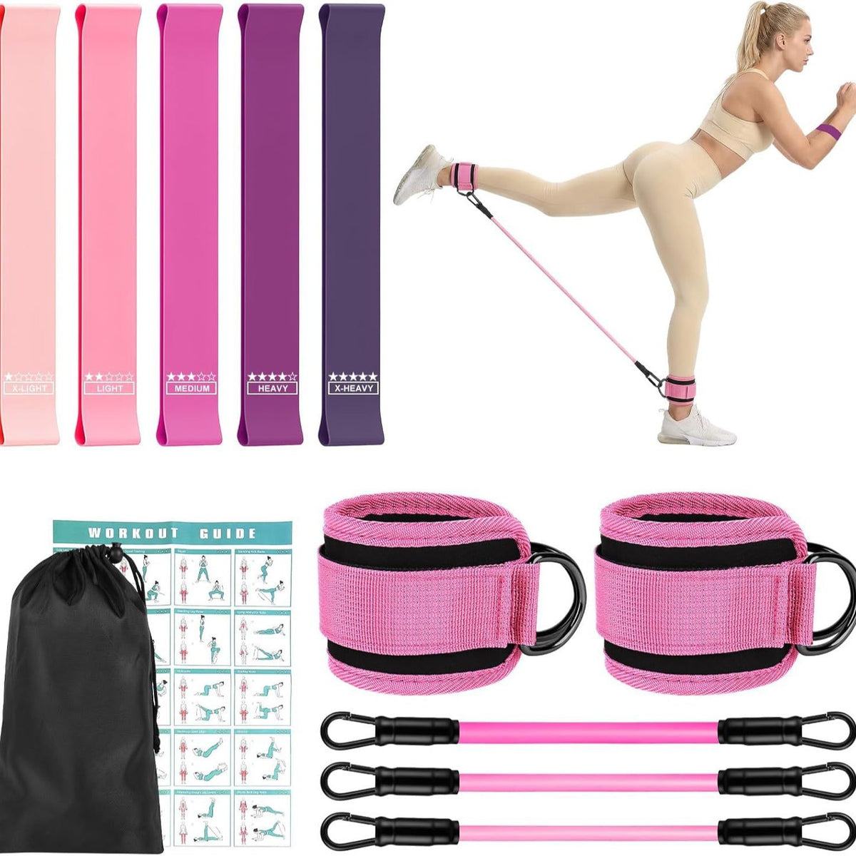 Ankle Resistance Bands Set for Hip and Leg Strength Training
