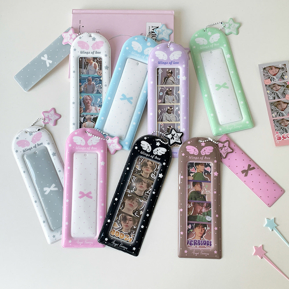 Hisocute Mini Wing 4-Grid Photo Card Holder with Keychain