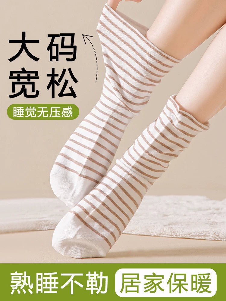 Women's Mid-Calf Sleep Socks for Air-Conditioned Rooms, Warm Loose-Fit Home Socks for Pregnancy and Postpartum