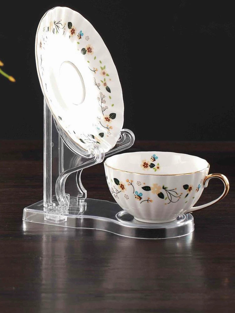 Acrylic Coffee Cup and Saucer Display Stand for European Style Trays