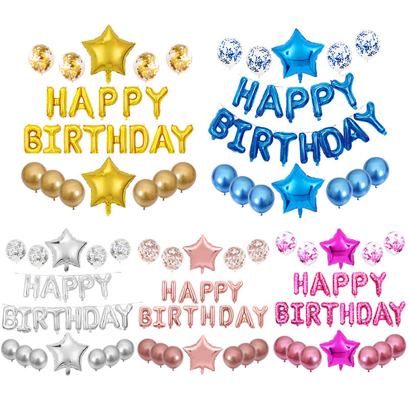 Happy Birthday Balloon Set with Latex and Sequin Balloons for Party Decoration