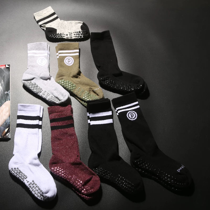 Non-Slip Yoga Pilates Barre Socks for Women, Mid-Calf High Grip Trampoline Indoor Floor Socks