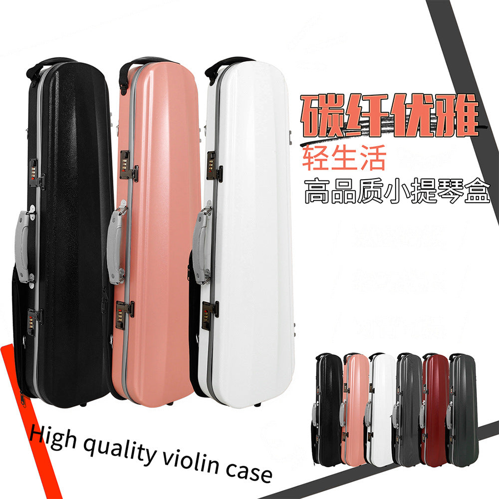 Carbon Fiber Violin Case Lightweight Square Box with Backpack Straps for 4/4 Full Size Violin