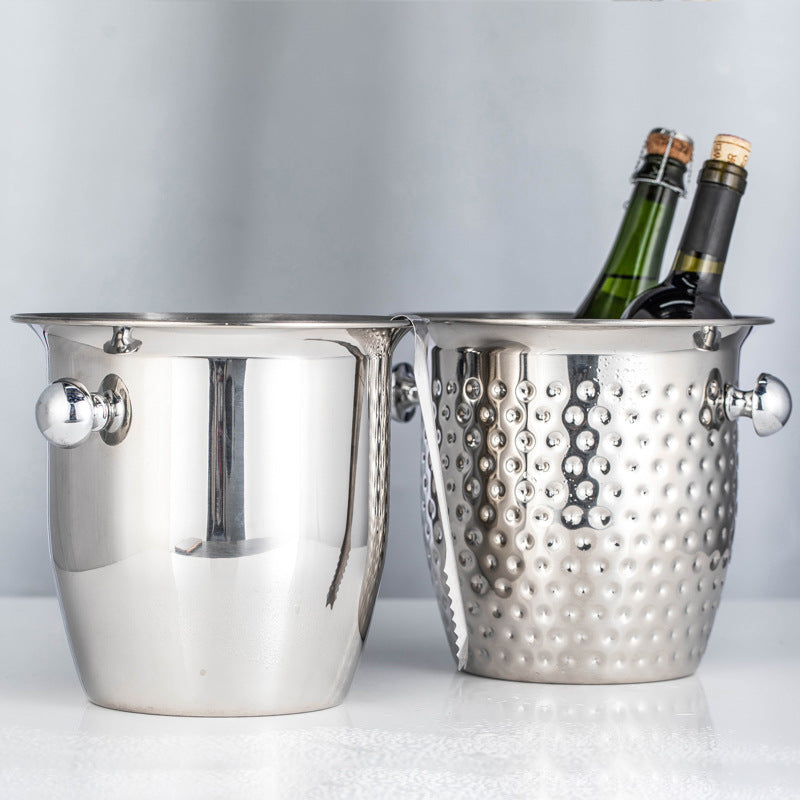 Stainless Steel Thickened Ice Bucket with Handles, Champagne Basin, Wine Chiller for Home and Bar