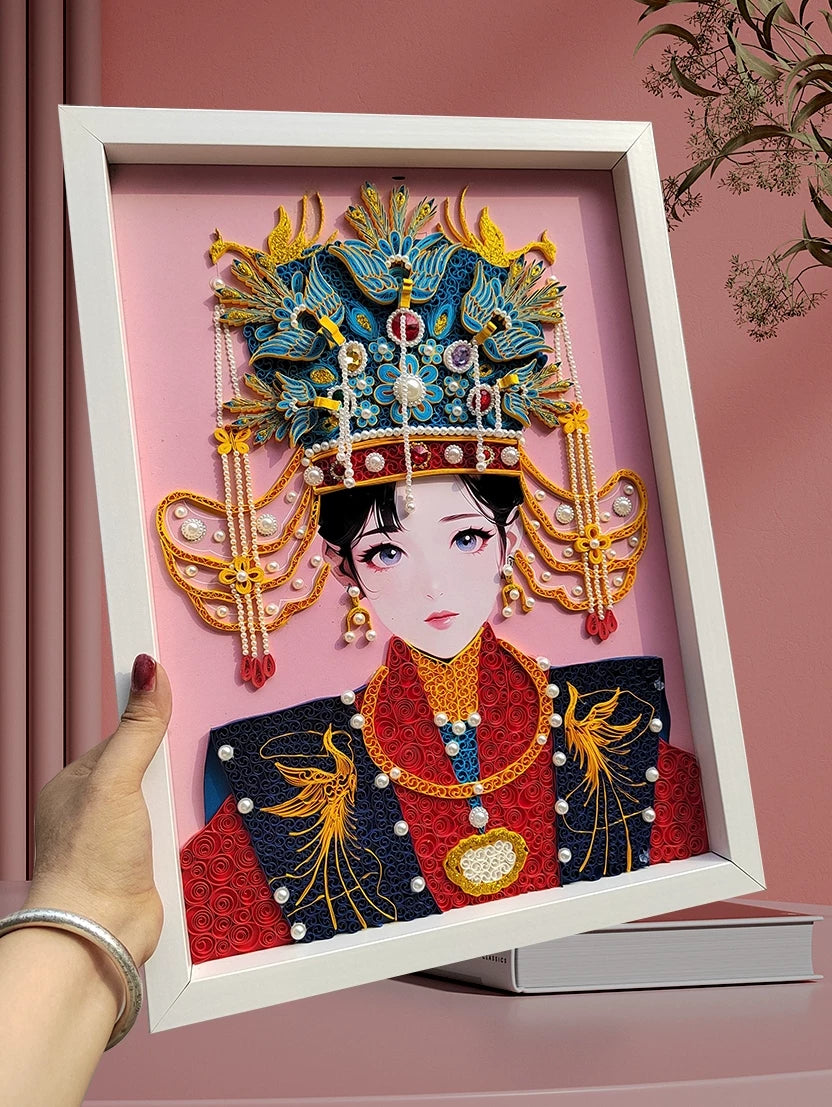 Ethnic Minority Paper Quilling Art Kit with Frame for Beginners
